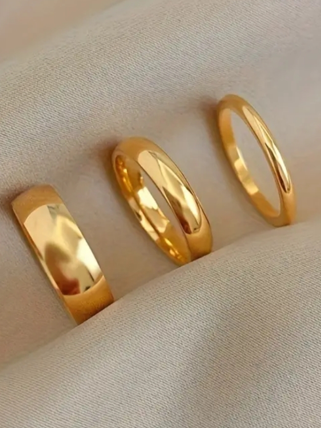 18 Kt Gold Over Titanium Stacking Ring Set